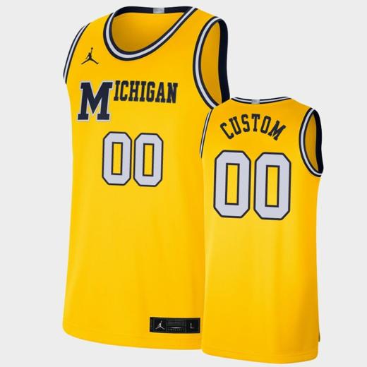 Men's Michigan Wolverines Custom Name Number Maize Retro Limited Basketball Jersey