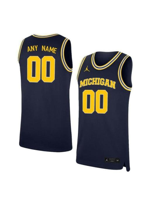 Men's Custom Michigan Wolverines Jersey College Basketball Name and Number Elite Navy Retro