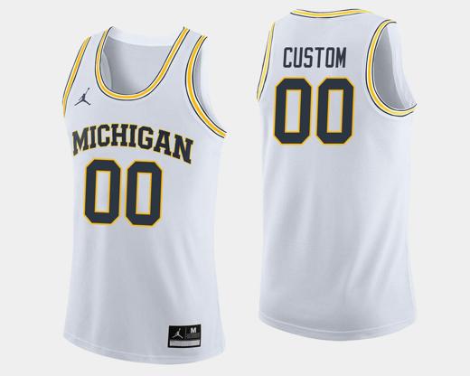 Men's Custom Name Number Michigan Wolverines White College Basketball Jersey