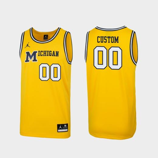 Men's Custom Name Number Michigan Wolverines Maize Replica 1989 Throwback College Basketball Jersey