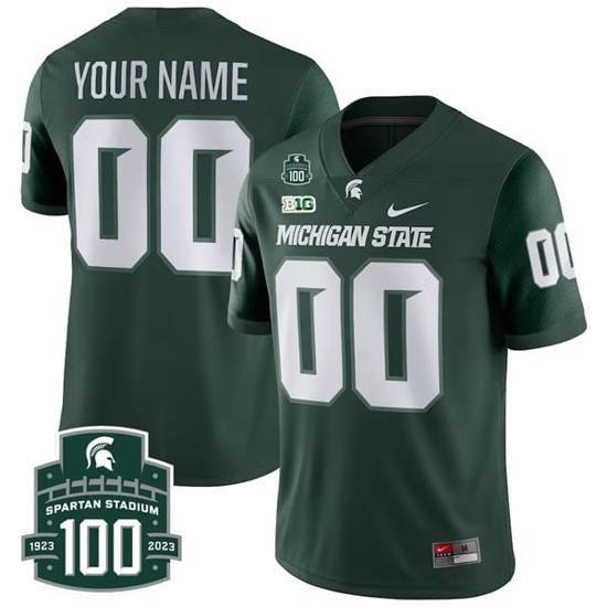 Men's Custom Michigan State Spartans Jersey Name and Number College Football Green Alternate All Stitched