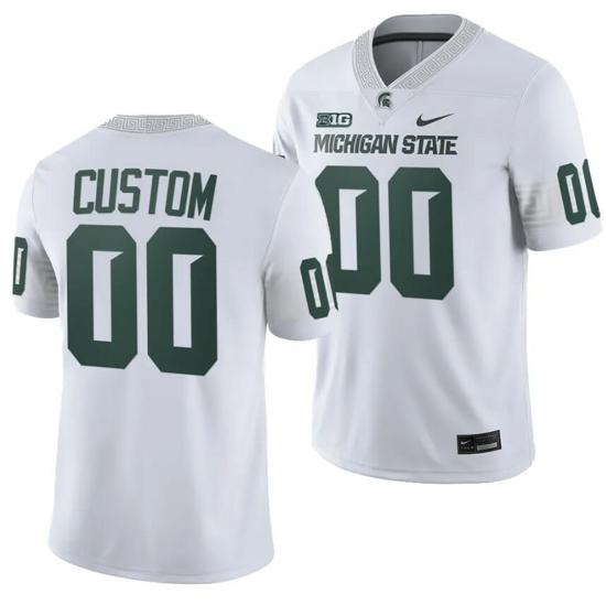 Men's Custom Michigan State Spartans Jersey Name and Number College Football White 2023 Game