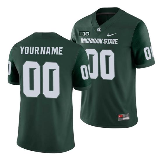 Men's Michigan State Custom Jersey Name Number Football Green