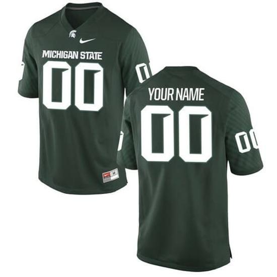 Men's Personalized Michigan State Football Jersey Name Number NCAA Green