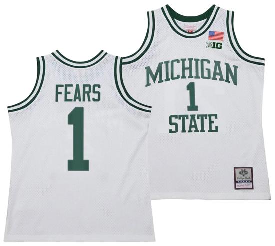 Men's Jeremy Fears Jersey #1 Michigan State Spartans 125th Basketball Anniversary 1990 Throwback White