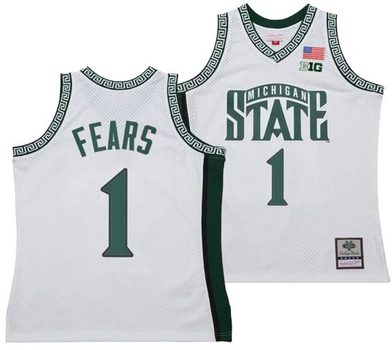 Men's Jeremy Fears Jersey #1 Michigan State Spartans 125th Basketball Anniversary 1999 Throwback White