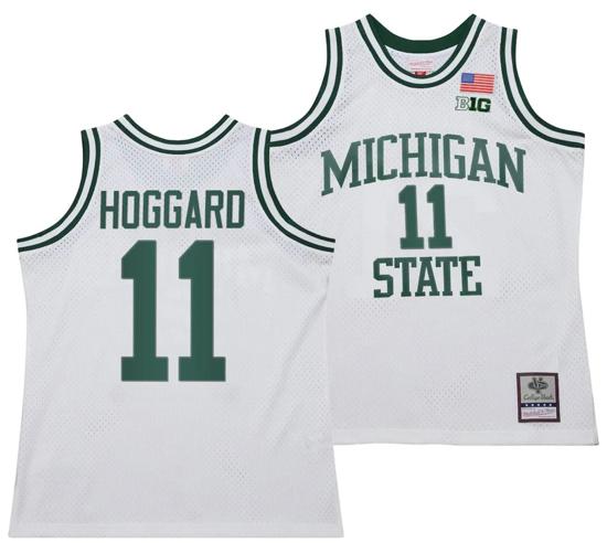 Men's AJ Hoggard Jersey #11 Michigan State Spartans 125th Basketball Anniversary 1990 Throwback White