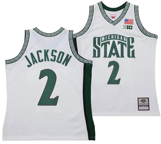 Men's Jaren Jackson Jr Jersey #2 Michigan State Spartans 125th Basketball Anniversary 1999 Throwback White