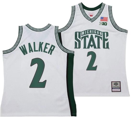 Men's Tyson Walker Jersey #2 Michigan State Spartans 125th Basketball Anniversary 1999 Throwback White