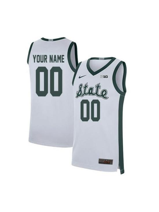 Men's Custom Michigan State Spartans Jersey College Basketball Name and Number Elite White