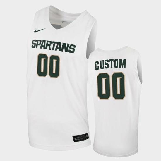 Men's Custom Name Number Michigan State Spartans White Replica Basketball Jersey