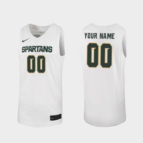 Men's Custom Name Number Michigan State Spartans White Replica 2019-20 College Basketball Jersey