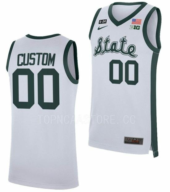 Men's Custom Michigan State Spartans Jersey Name and Number College Basketball Limited Retro White