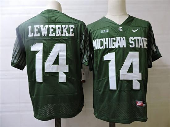 Men's Michigan State Spartans #14 Brian Lewerke Football Jersey