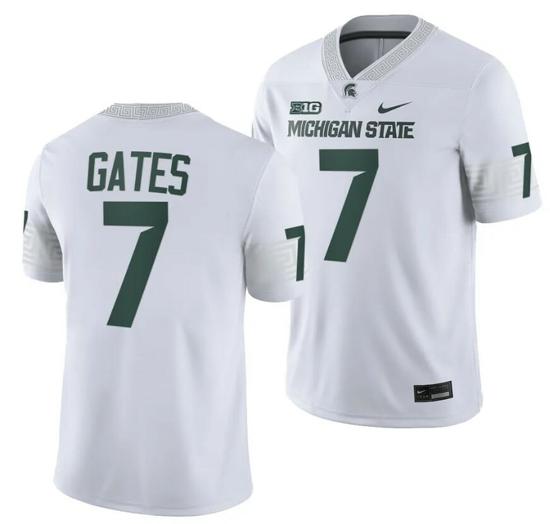 Men's Michigan State Spartans Antonio Gates Jersey #7 College Football White 2023 Game