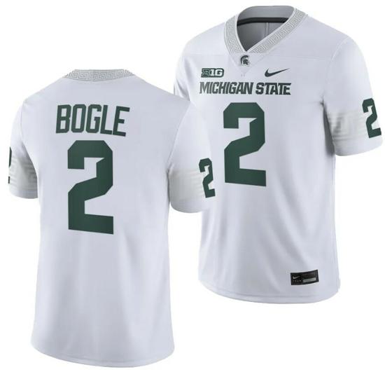 Men's Michigan State Spartans Khris Bogle Jersey #2  College Football White 2023 Game