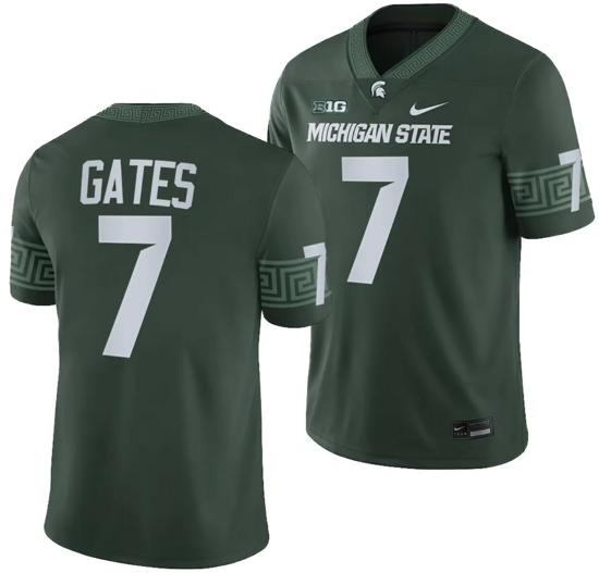 Men's Michigan State Spartans Antonio Gates Jersey #7 College Football Game 2023 Green