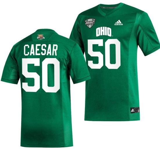 Men's Kai Caesar Jersey #50 Ohio Bobcats College Football Uniform Green