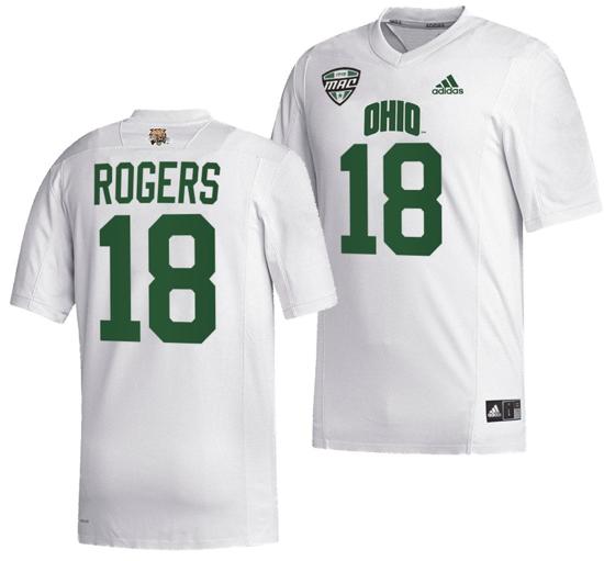 Men's Armani Rogers Jersey #18 Ohio Bobcats College Football Uniform White