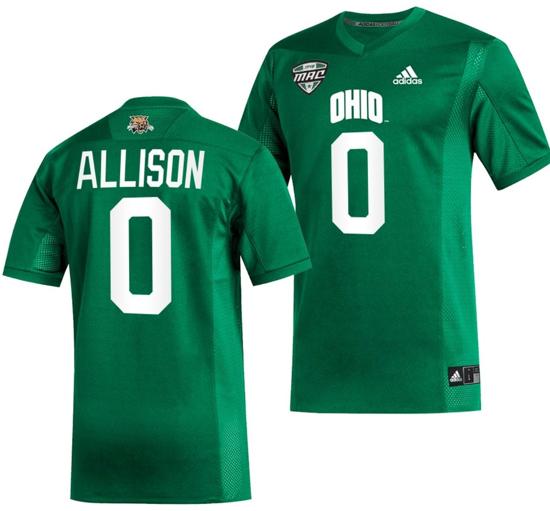 Men's OShaan Allison Jersey #0 Ohio Bobcats College Football Uniform Green