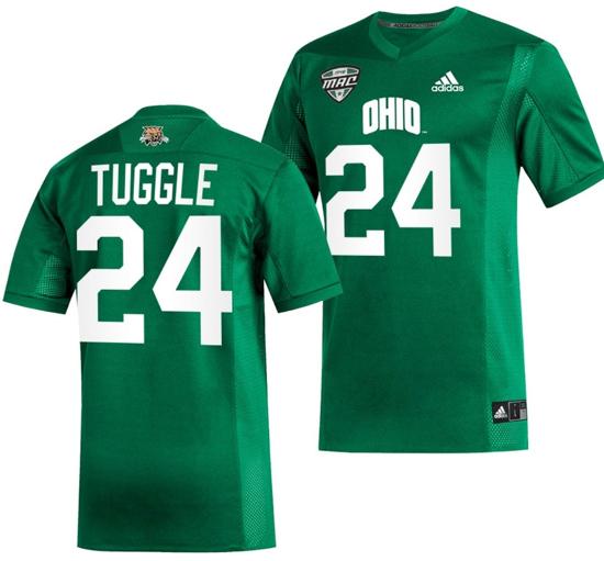 Men's DeMontre Tuggle Jersey #24 Ohio Bobcats College Football Uniform Green