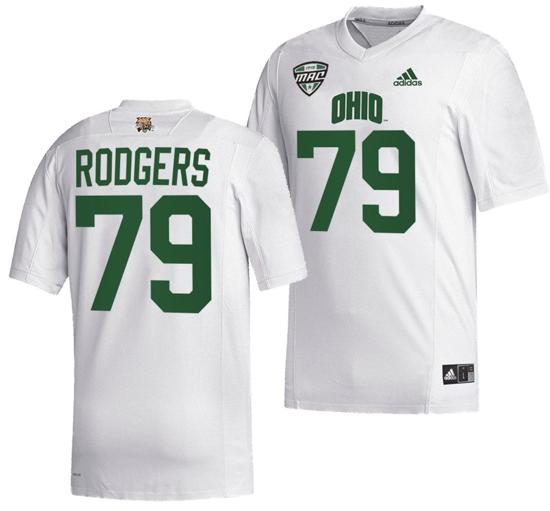 Men's Brody Rodgers Jersey #79 Ohio Bobcats College Football Uniform White