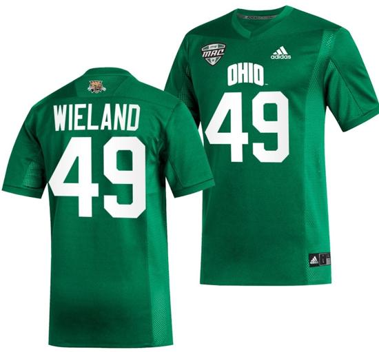 Men's Jonah Wieland Jersey #49 Ohio Bobcats College Football Uniform Green