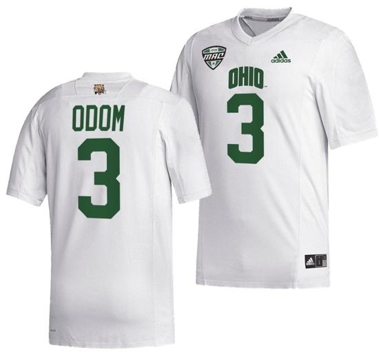 Men's Cameron Odom Jersey #3 Ohio Bobcats College Football Uniform White