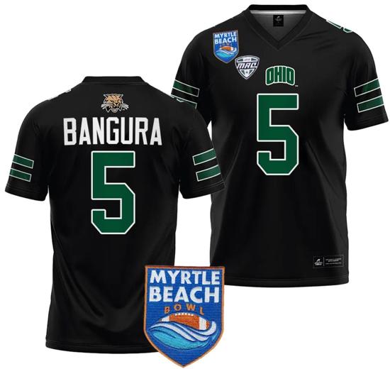 Men's Sieh Bangura Jersey #5 Ohio Bobcats 2023 Myrtle Beach Bowl Patch College Football Black