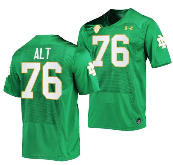 Men's Notre Dame Fighting Irish Joe Alt Jersey #76 College Football Kelly Green 2023