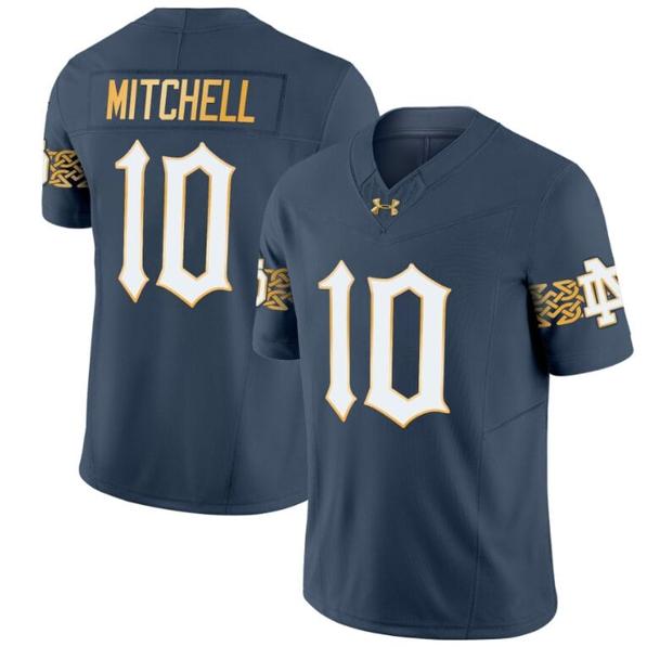 Men's Kris Mitchell Jersey #10 Notre Dame Fighting Irish 2024 Vapor Limited College Football Blue Gray