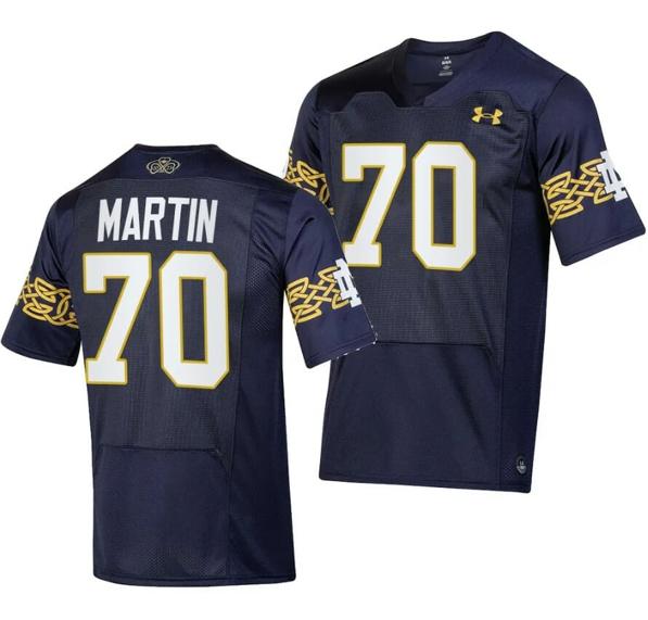 Men's Notre Dame Fighting Irish Zack Martin Jersey #70 College Football 2023 Aer Lingus Classic Navy