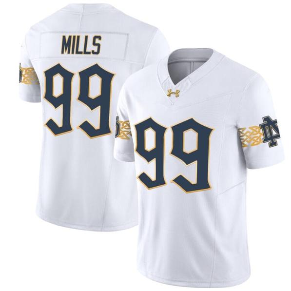 Men's Rylie Mills Jersey #99 Notre Dame Fighting Irish 2024 Vapor Limited College Football White