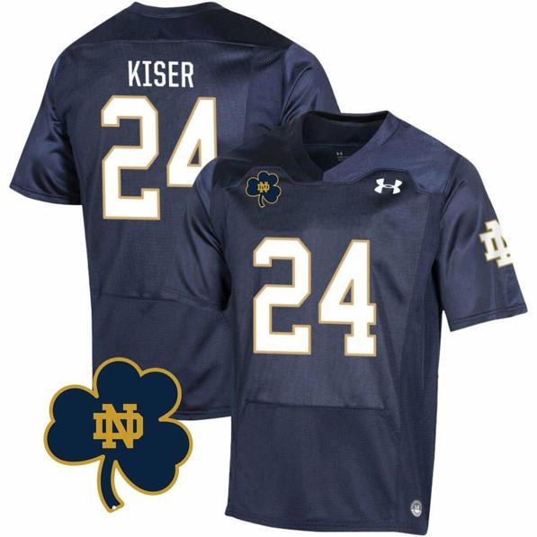 Men's Notre Dame Fighting Irish  Jack Kiser Jersey #24 College Football Johnny Lujack Patch Navy