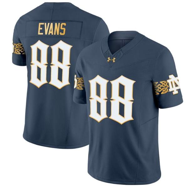 Men's Mitchell Evans Jersey #88 Notre Dame Fighting Irish 2024 Vapor Limited College Football Blue Gray