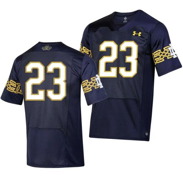 Men's Notre Dame Fighting Irish  Jersey #23 College Football 2023 Aer Lingus Classic Navy