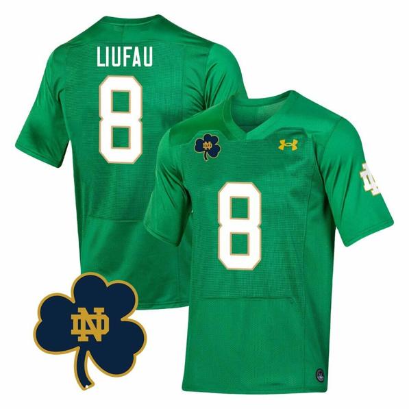 Men's Notre Dame Fighting Irish  Marist Liufau Jersey #8 College Football Johnny Lujack Patch Green