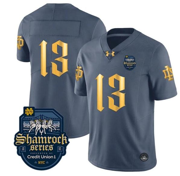 Men's Riley Leonard Jersey #13 No Name Notre Dame Fighting Irish 2024 Shamrock Series Uniform College Football