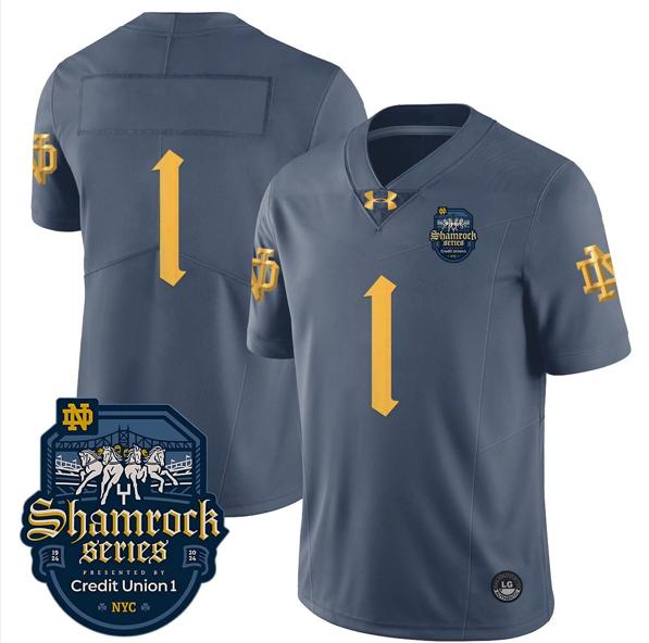 Men's Notre Dame Fighting Irish  Jersey Number 1 No Name Shamrock Series 2024 College Football Stitched