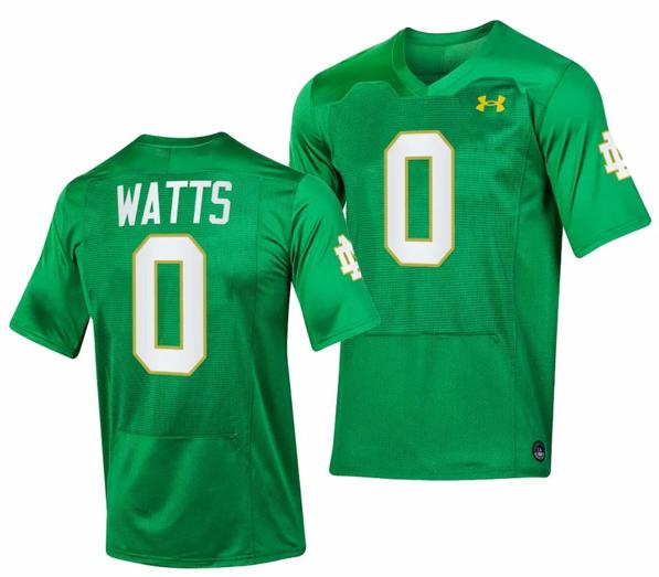 Men's Notre Dame Fighting Irish Xavier Watts Jersey #0 Replica College Football 2023 Green