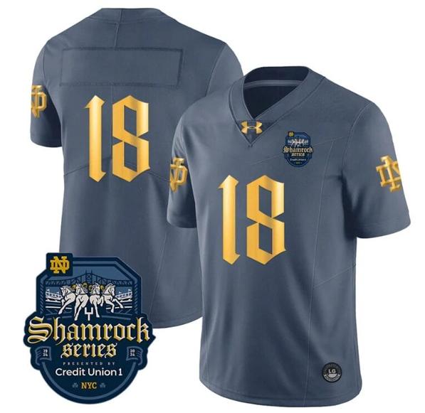 Men's Steve Angeli Jersey #18 No Name Notre Dame Fighting Irish 2024 Shamrock Series Uniform College Football