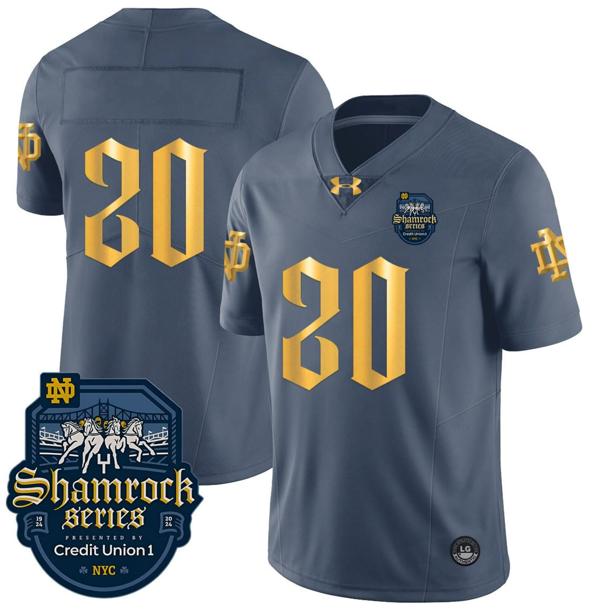 Men's Notre Dame Fighting Irish  Jersey Number 20 No Name Shamrock Series 2024 College Football Stitched