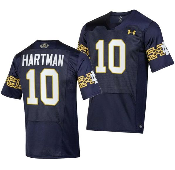 Men's Notre Dame Fighting Irish Sam Hartman Jersey #10 College Football 2023 Aer Lingus Classic Navy