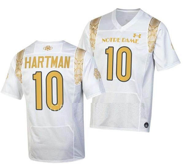 Men's Notre Dame Fighting Irish #10 Sam Hartman Jersey Shamrock Series College Football White