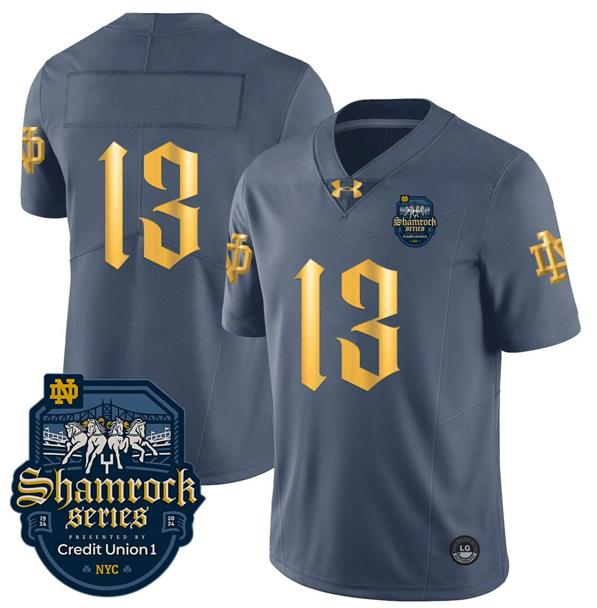 Men's Notre Dame Fighting Irish  Jersey Number 13 No Name Shamrock Series 2024 College Football Stitched