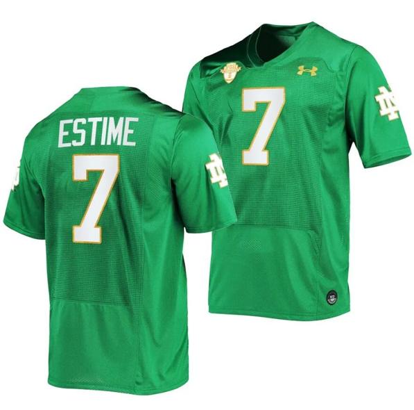 Men's Notre Dame Fighting Irish Audric Estime Jersey #7 College Football Kelly Green 2023