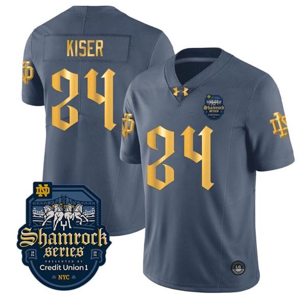 Men's Jack Kiser Jersey #24 With Name Notre Dame Fighting Irish 2024 Shamrock Series Uniform College Football