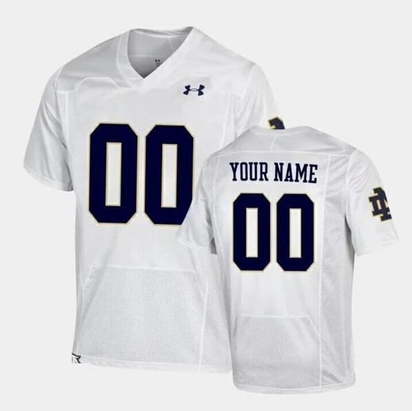 Men's Custom Notre Dame Fighting Irish  Jersey White Replica Under Armour Jersey