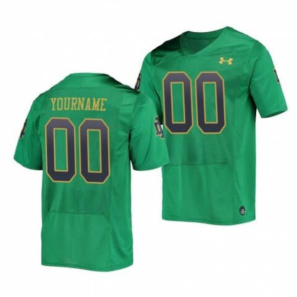 Men's Custom Notre Dame Fighting Irish Jersey Football Green