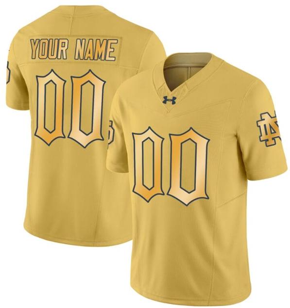 Men's Custom Notre Dame Jersey Name and Number Fighting Irish 2024 Vapor Limited College Football Gold